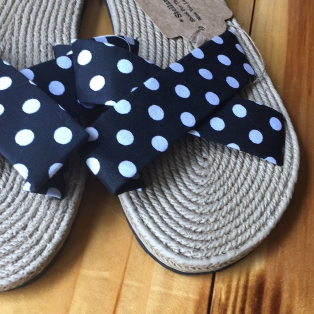 Espadrille Summer Polka Dot Strap Slide Sandals - Picture 5 of 6